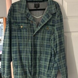 Plaid blue flannel denim shirt